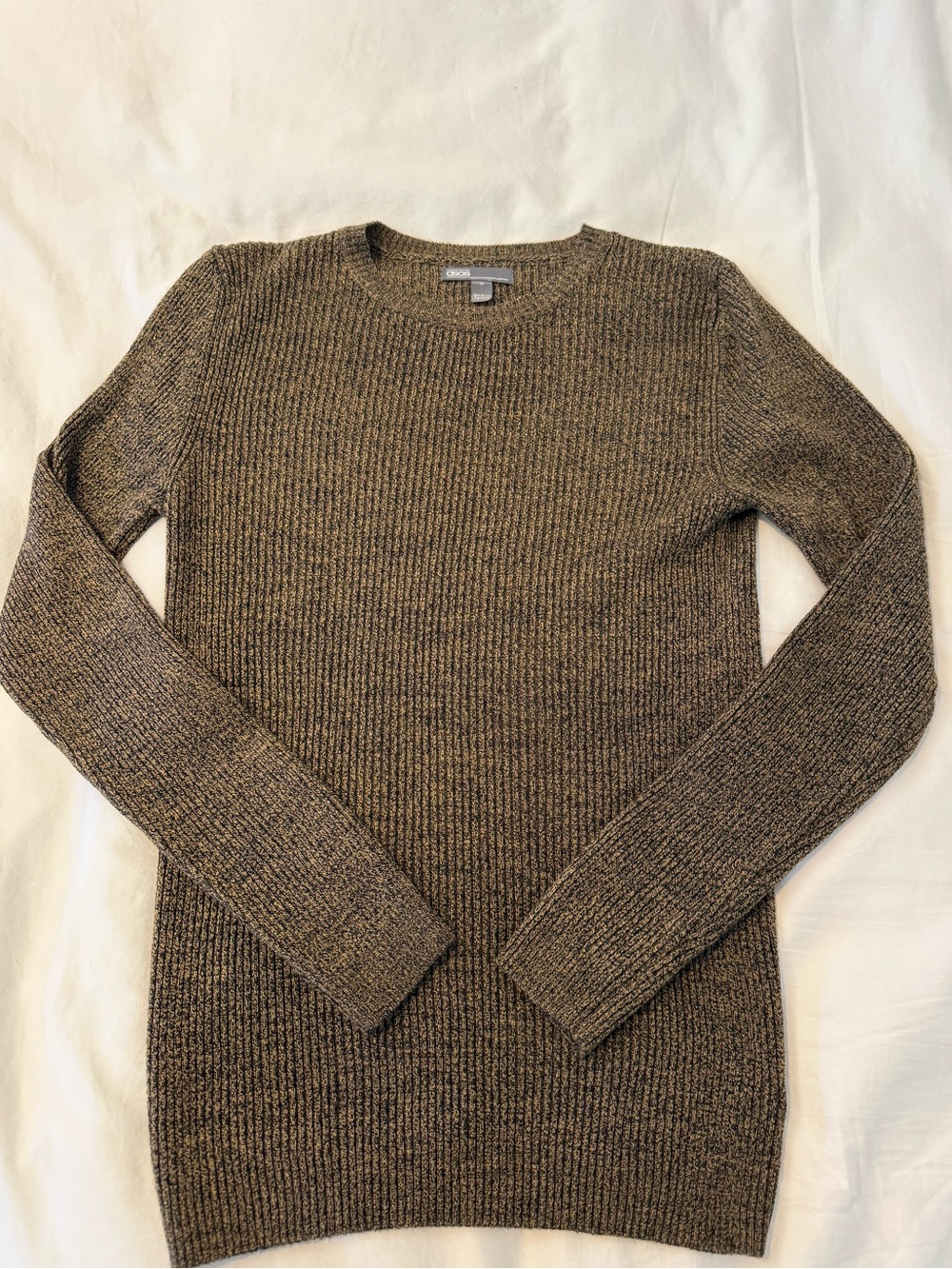 ASOS Brown Ribbed Crewneck Sweater